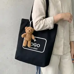Tote canvas đen in logo theo yêu cầu