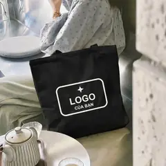 Tote canvas đen in logo theo yêu cầu