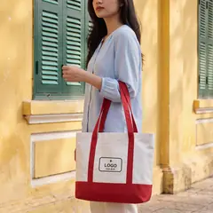 Túi canvas phối màu có khóa in logo theo yêu cầu