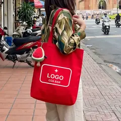 Tote đỏ có khóa + túi phụ in logo theo yêu cầu