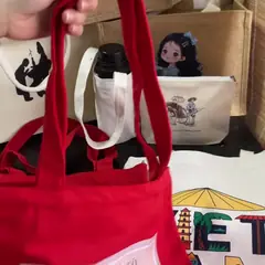 Tote đỏ có khóa + túi phụ video thực tế